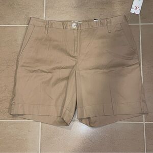 New G & M Tan Khaki Classic Midi Shorts
